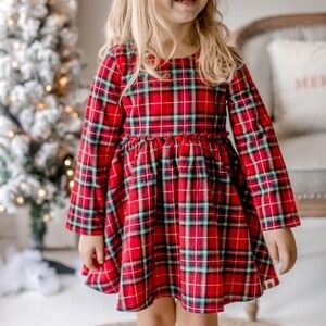 Cheeky Plum Boutique Penelope Flannel Cranberry Tartan Holiday Dress 10
